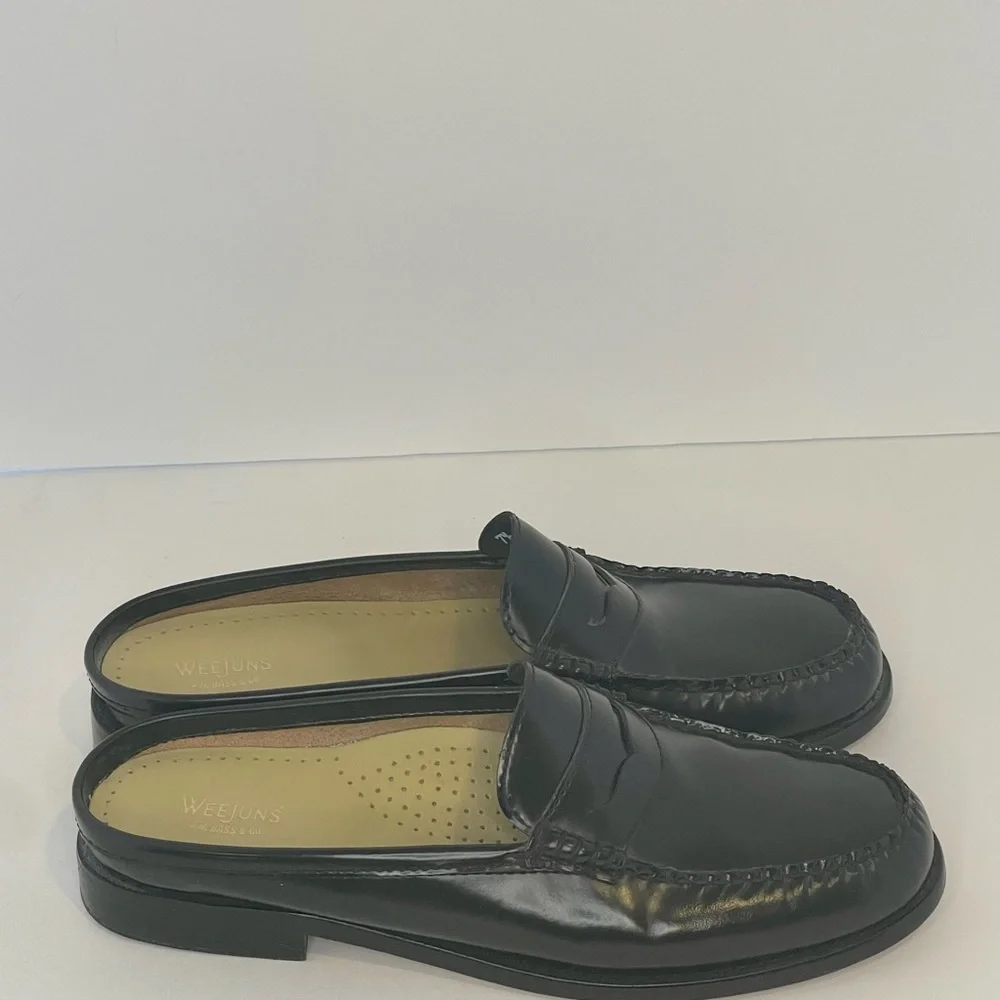 G.H. Bass & Co. Black Leather Penny Loafer Mules